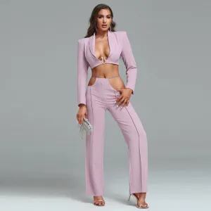 Long Sleeve Drill Chain Exposed Waist Set