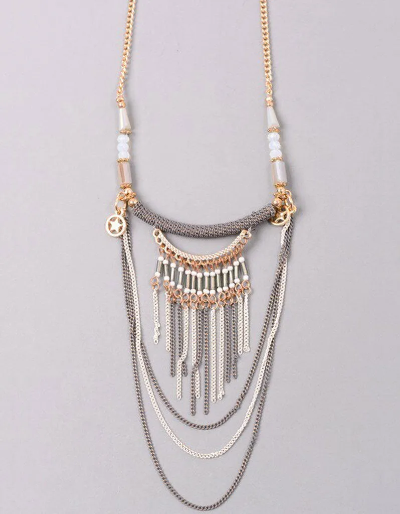 Luxe Military Short Necklace in Grey