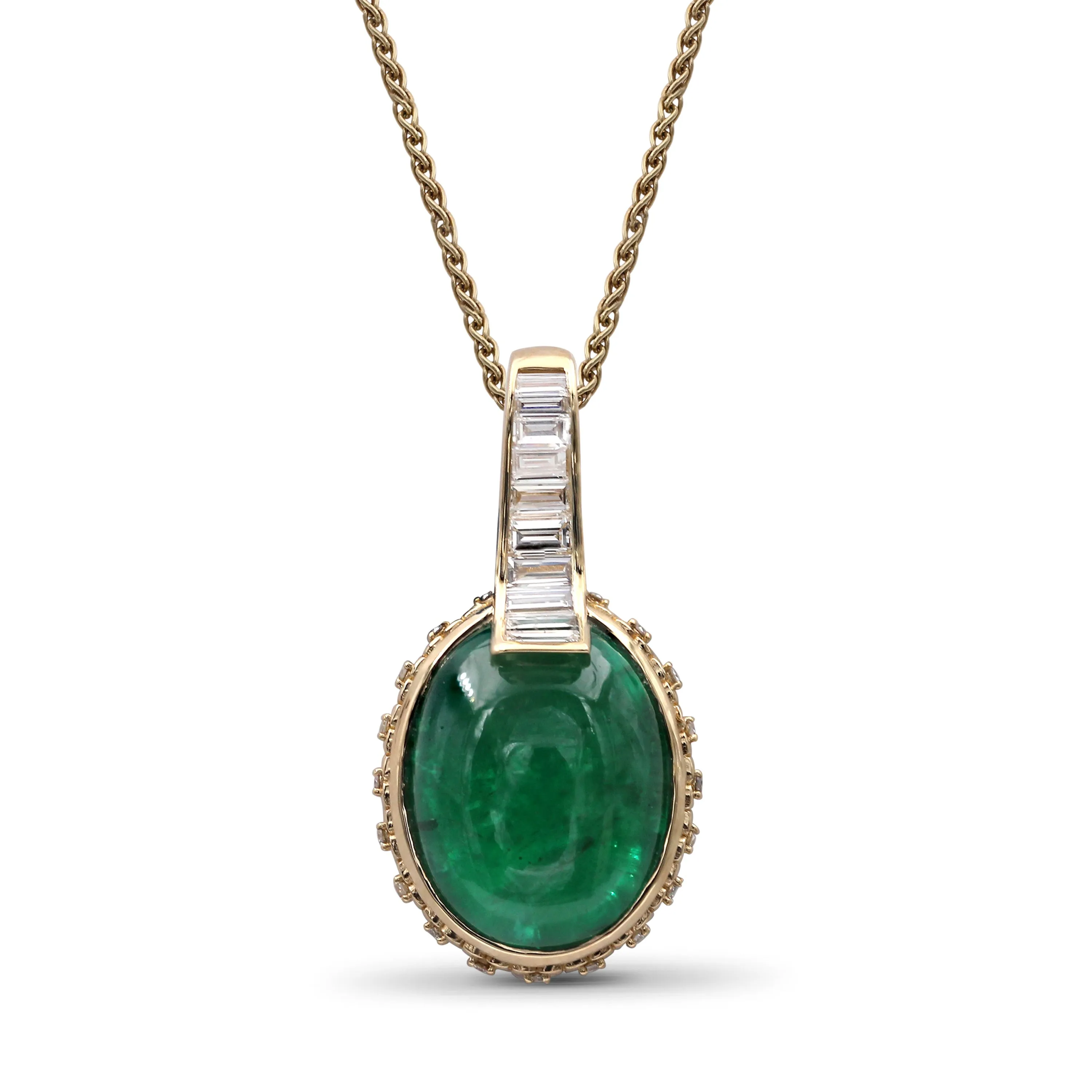 Luxury Emerald 9.65ct and Diamond 0.55ct Pendant in 18K Gold