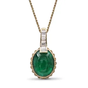 Luxury Emerald 9.65ct and Diamond 0.55ct Pendant in 18K Gold