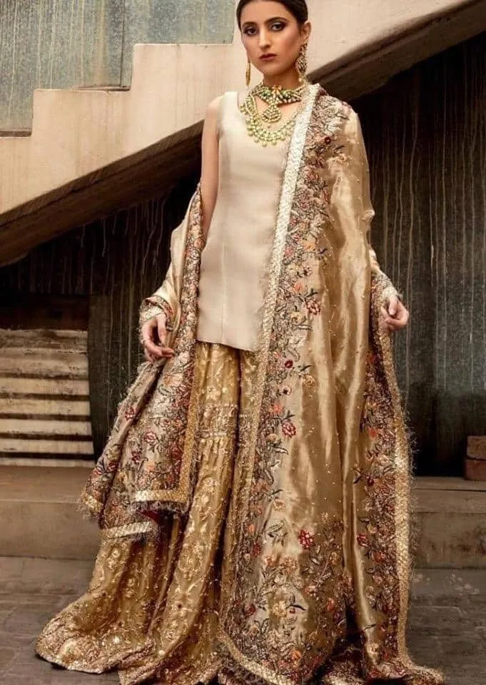 luxury gold Beige bridal wear 2019 # B1959