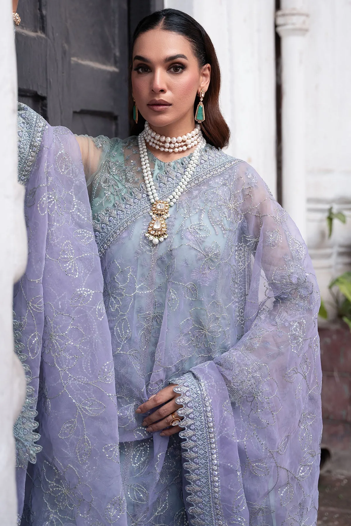 Luxury Mint Green Embroidered Pakistani Wedding Dress Kameez Trousers