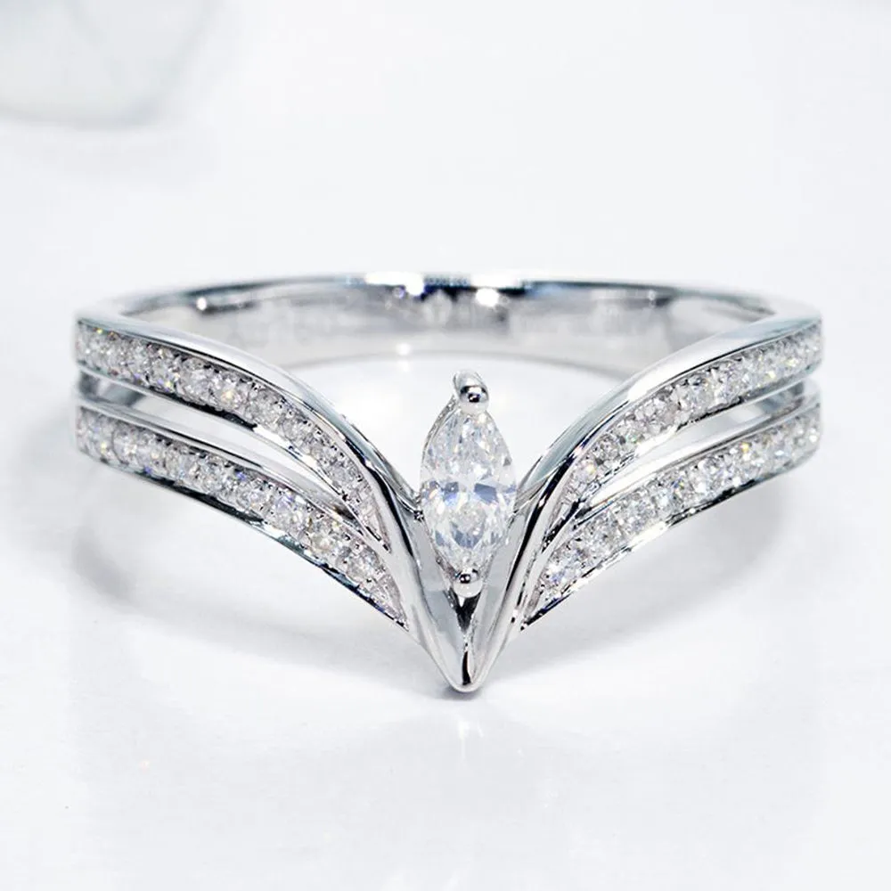 Marquise Cut Diamond Contoured V-Shape Ring