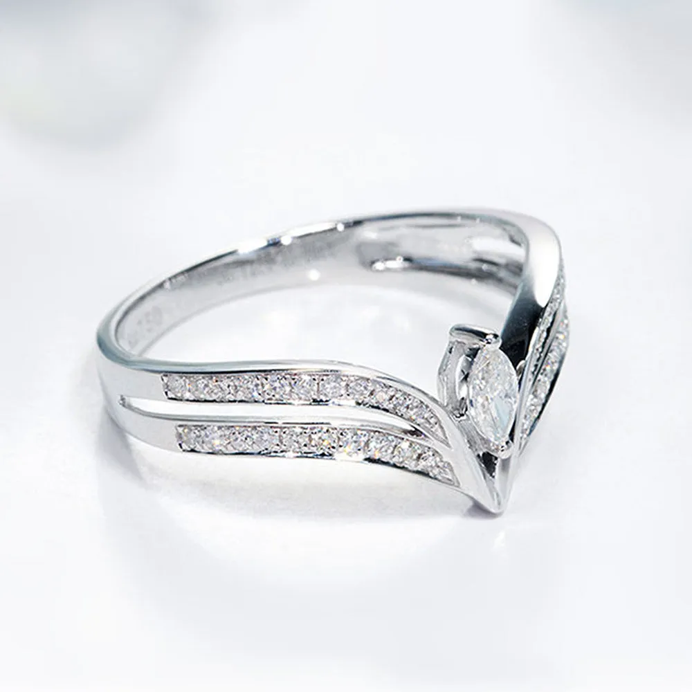 Marquise Cut Diamond Contoured V-Shape Ring