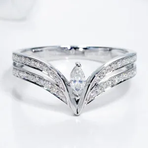 Marquise Cut Diamond Contoured V-Shape Ring