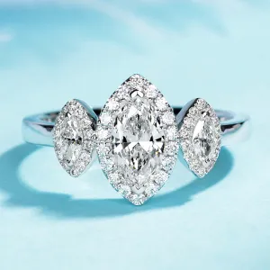 Marquise Cut GIA Diamond 3-Stone Engagement Ring