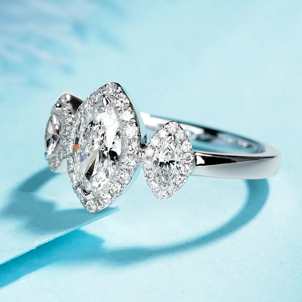 Marquise Cut GIA Diamond 3-Stone Engagement Ring