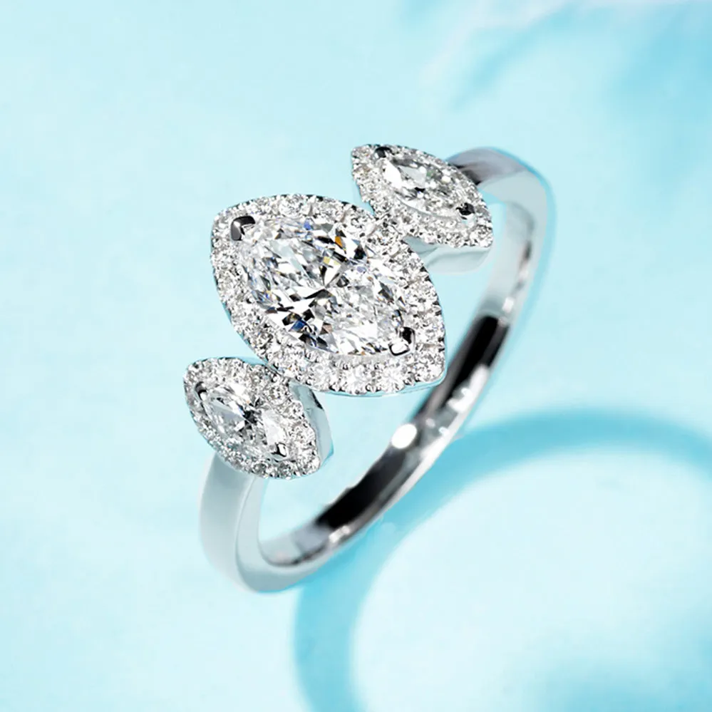 Marquise Cut GIA Diamond 3-Stone Engagement Ring
