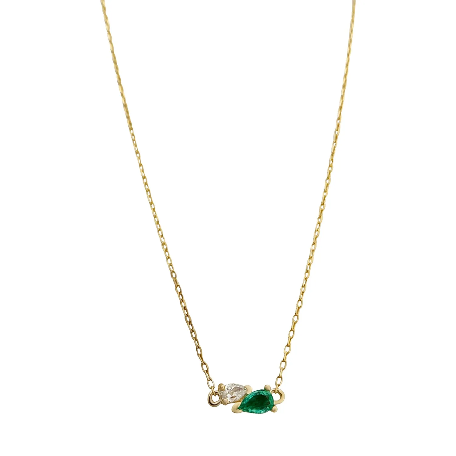 Me and You Emerald Gold Necklace