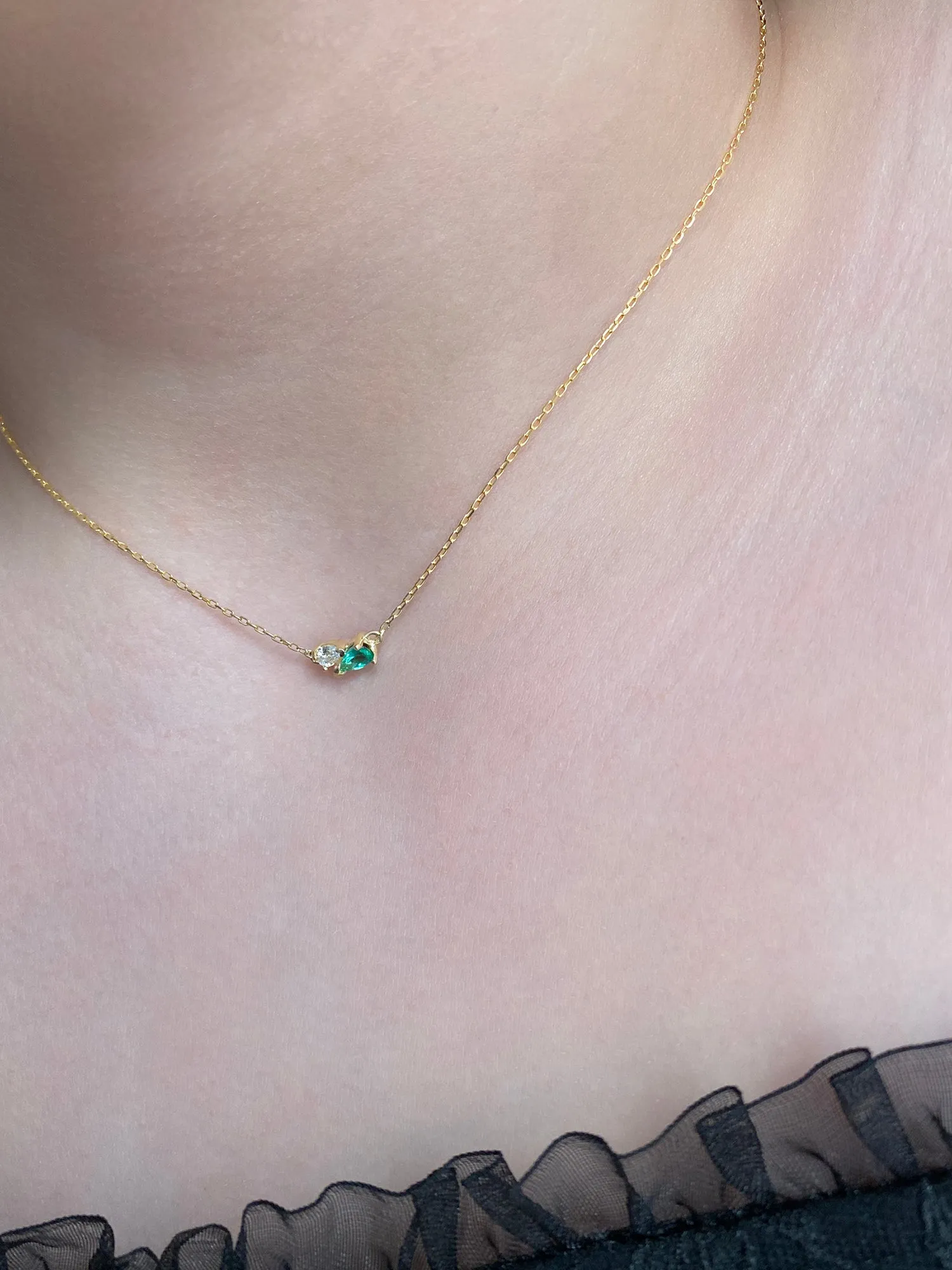 Me and You Emerald Gold Necklace