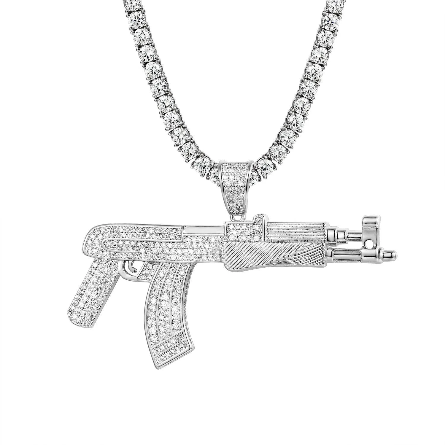 Men's AK-47  Gun Designer Pendant Necklace