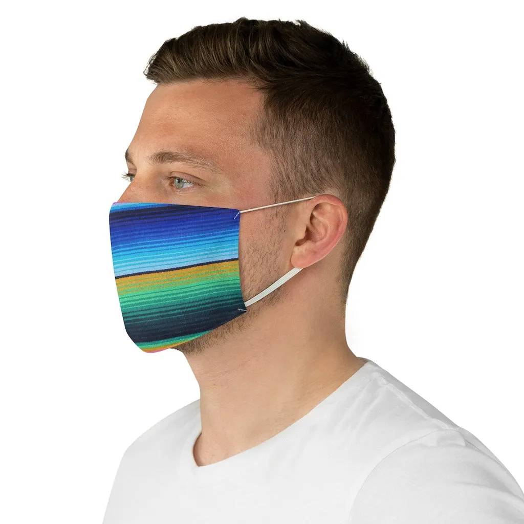 Mexican Serape Style Colorful Stripe Pattern Printed Fabric Fashion Face Mask
