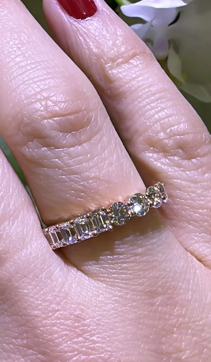 Mixed-Shape Round & Emerald-Cut 1.39ct tw Diamond Ring
