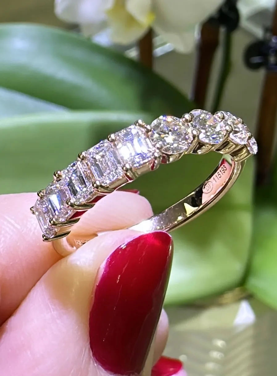 Mixed-Shape Round & Emerald-Cut 1.39ct tw Diamond Ring