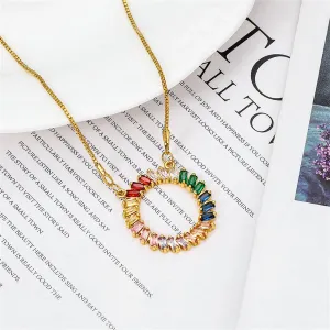 Multicolor Crystal & 18K Gold-Plated Circle Pendant Necklace