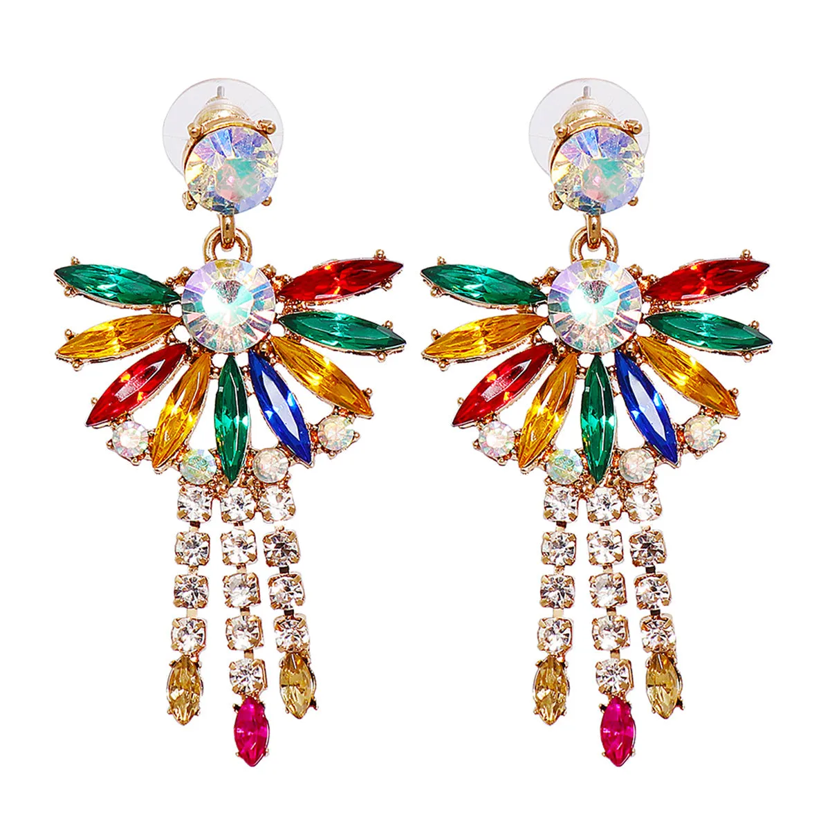 Multicolor Crystal & Cubic Zirconia Botany Tassel Drop Earrings