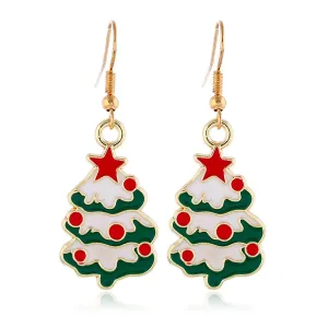 Multicolor Enamel & 18K Gold-Plated Christmas Tree Drop Earrings