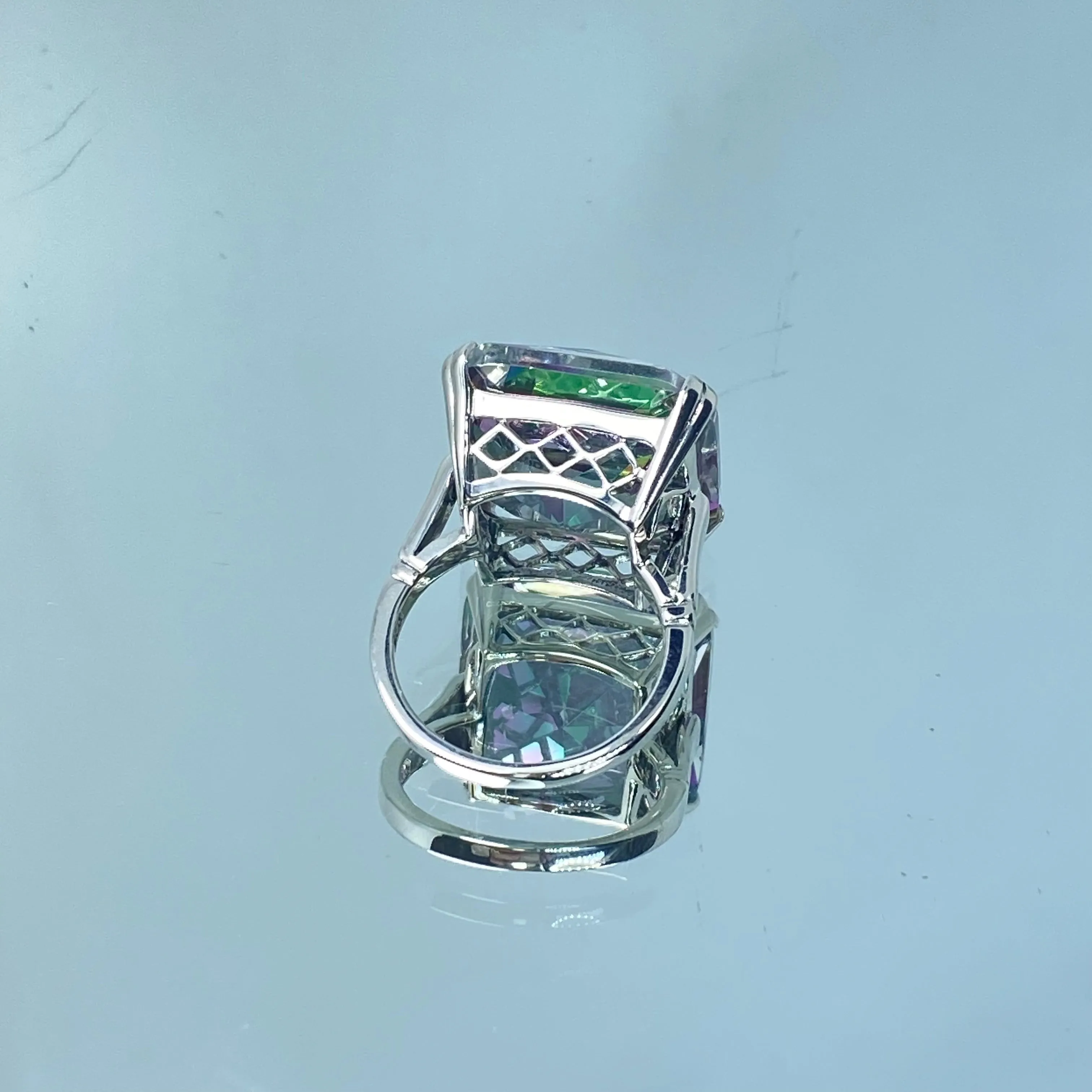 Mystic Topaz Ring, Size 6, Big 20ct Huge Square Gem, Vintage Jewelry #D1 - Ready to Ship