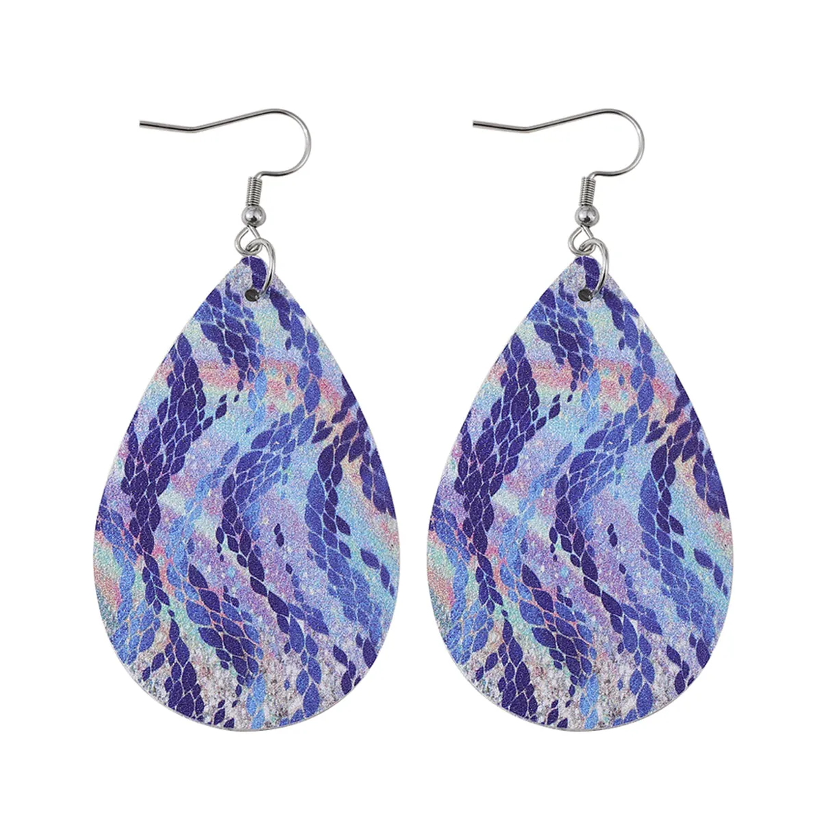 Navy & Pink Wave Drop Earrings