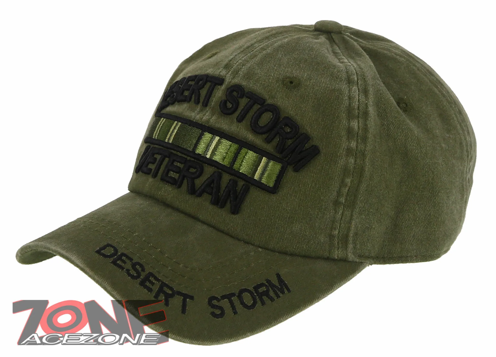 NEW! DESERT STORM VETERAN RIBBON BAR DISTRESSED VINTAGE BASEBALL CAP HAT OLIVE