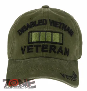 NEW! DISABLED VIETNAM VETERAN DISTRESSED VINTAGE BASEBALL CAP HAT OLIVE