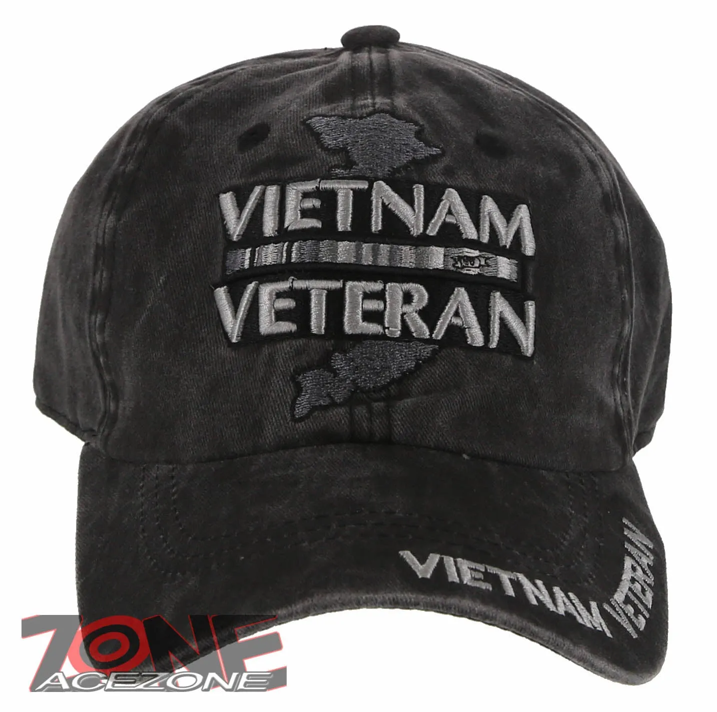 NEW! VIETNAM VETERAN MAP RIBBON BAR DISTRESSED VINTAGE BASEBALL CAP HAT GRAY