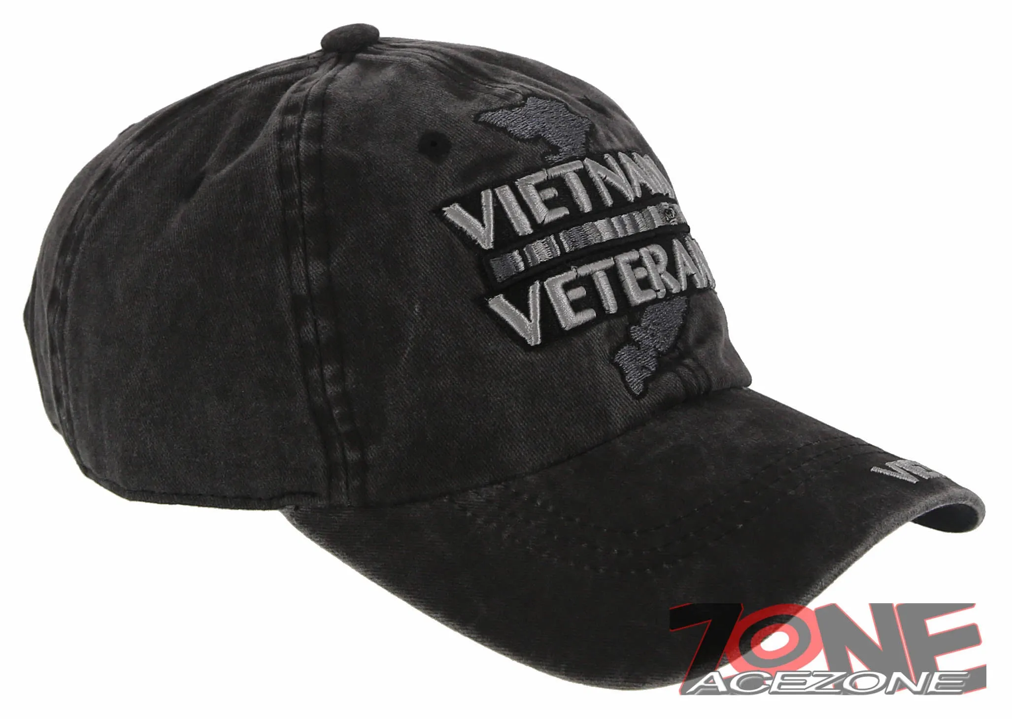 NEW! VIETNAM VETERAN MAP RIBBON BAR DISTRESSED VINTAGE BASEBALL CAP HAT GRAY