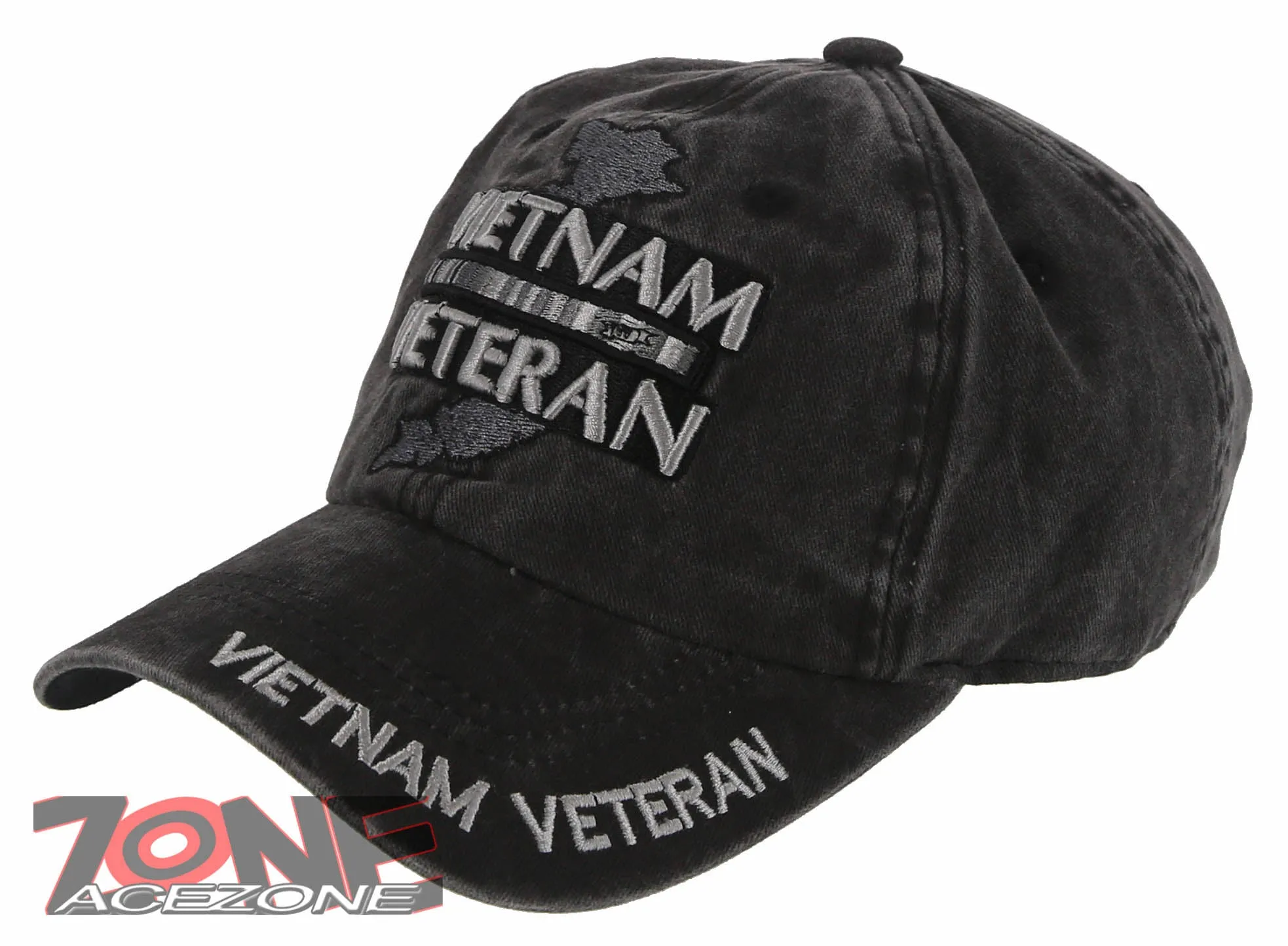 NEW! VIETNAM VETERAN MAP RIBBON BAR DISTRESSED VINTAGE BASEBALL CAP HAT GRAY