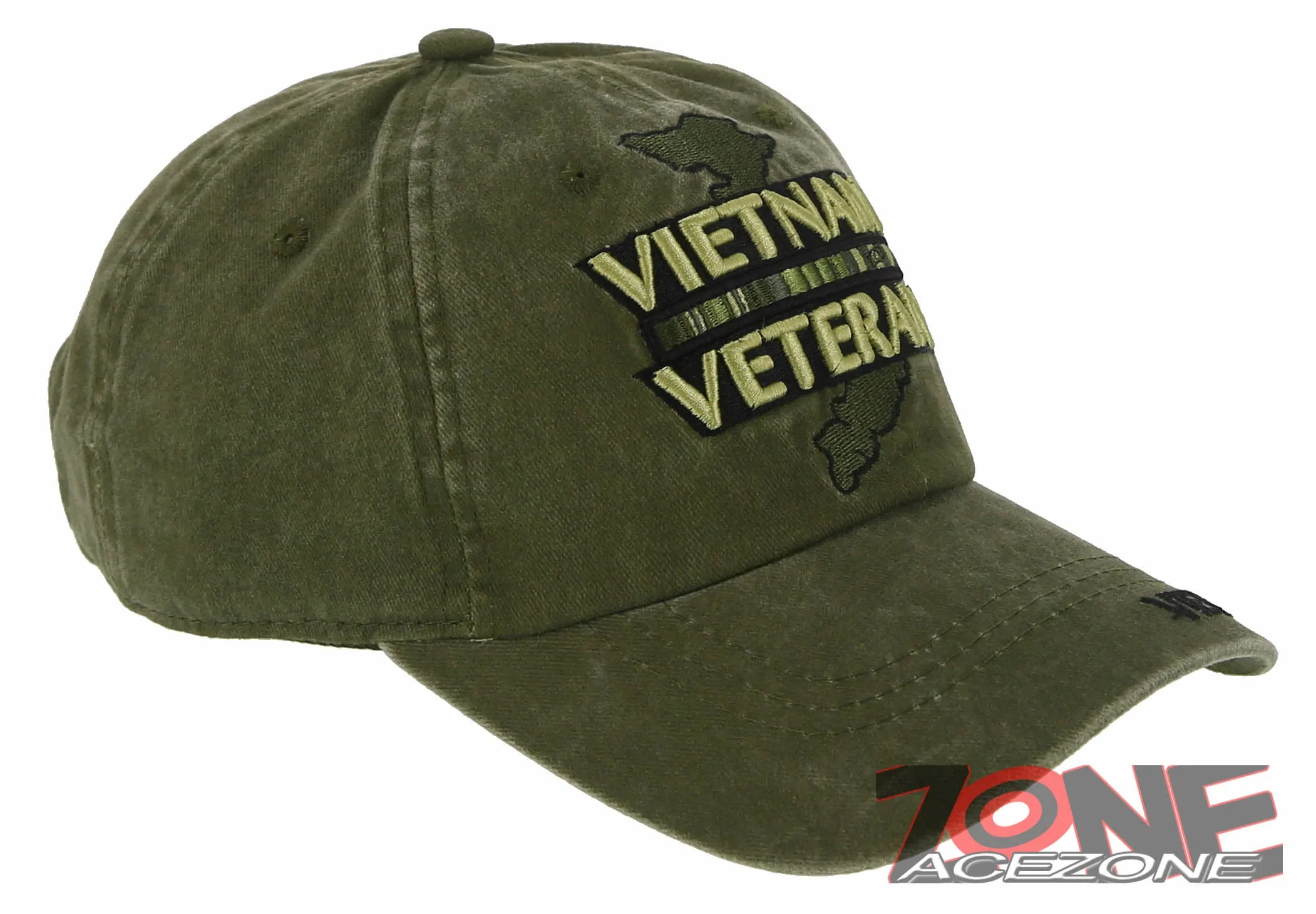 NEW! VIETNAM VETERAN MAP RIBBON BAR DISTRESSED VINTAGE BASEBALL CAP HAT OLIVE