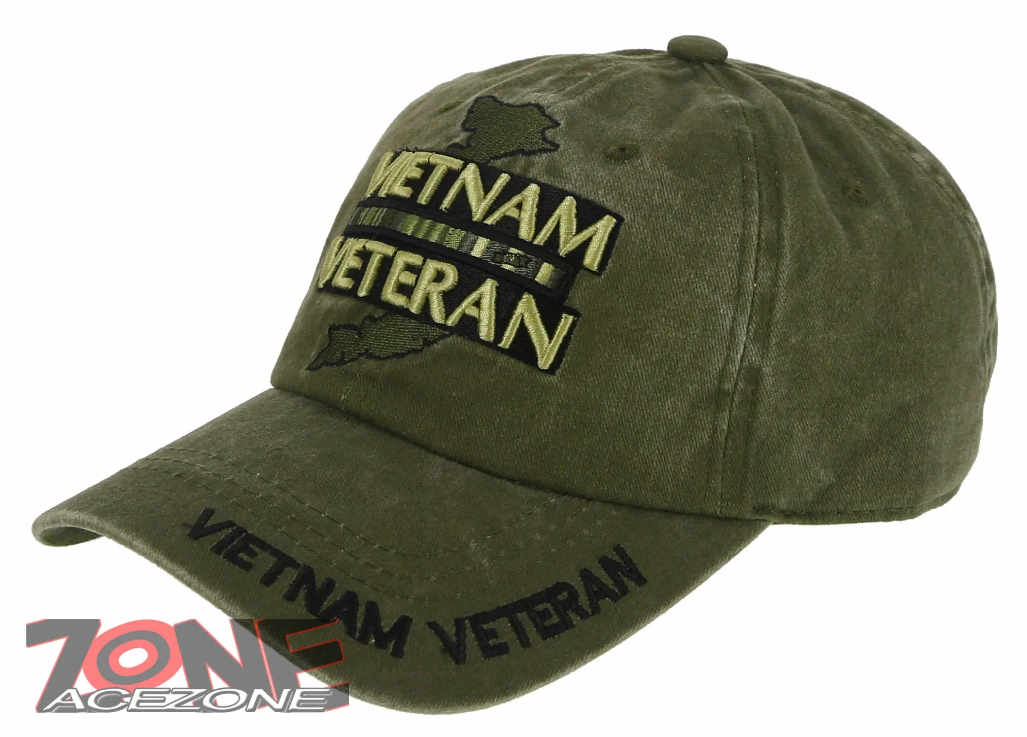 NEW! VIETNAM VETERAN MAP RIBBON BAR DISTRESSED VINTAGE BASEBALL CAP HAT OLIVE
