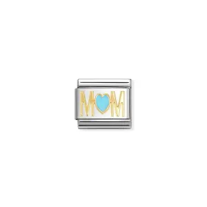 Nomination Composable Link Blue Heart Mom, 18K Gold