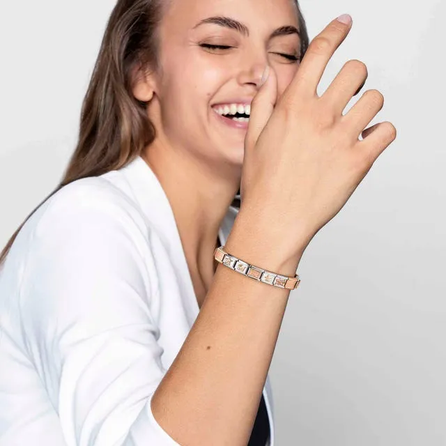 Nomination Composable Link Drop, Right, Faceted Green Cubic Zirconia, 9K Rose Gold