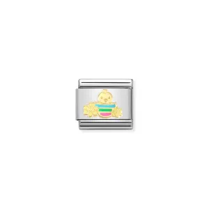 Nomination Composable Link Easter Chick With Flowers, 18K Gold & Enamel