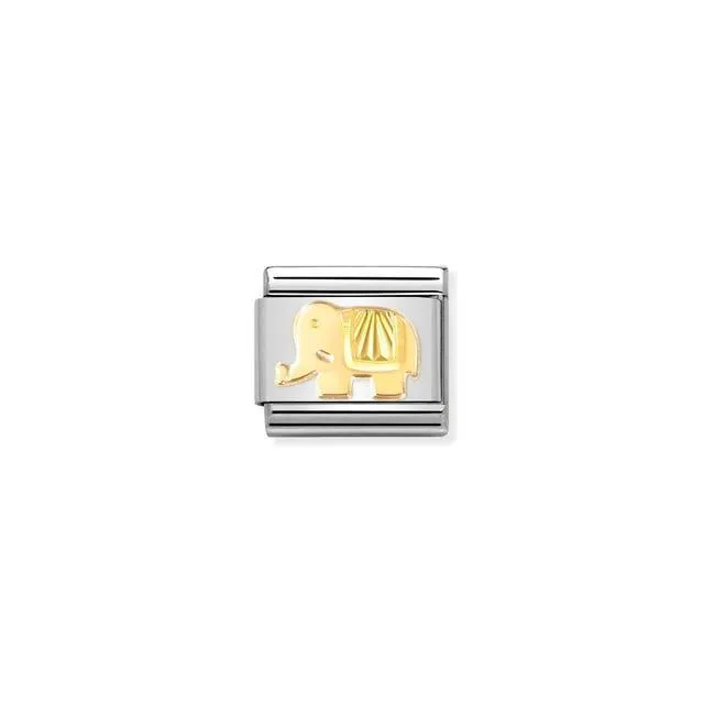 Nomination Composable Link Elephant, Etched, 18K Gold