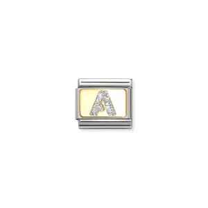 Nomination Composable Link Letter A, 18K Gold & Glitter Enamel