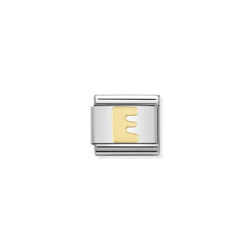 Nomination Composable Link Letter E, 18K Gold