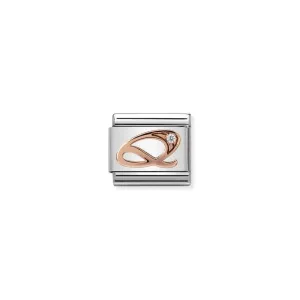 Nomination Composable Link Letter Q, Cubic Zirconia, 9K Rose Gold