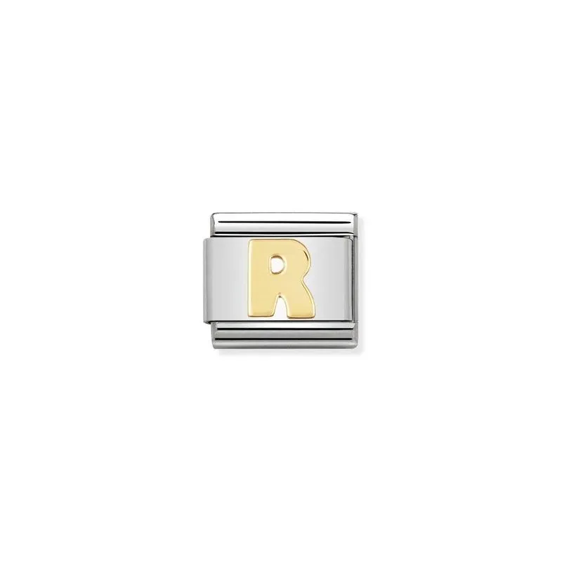 Nomination Composable Link Letter R, 18K Gold