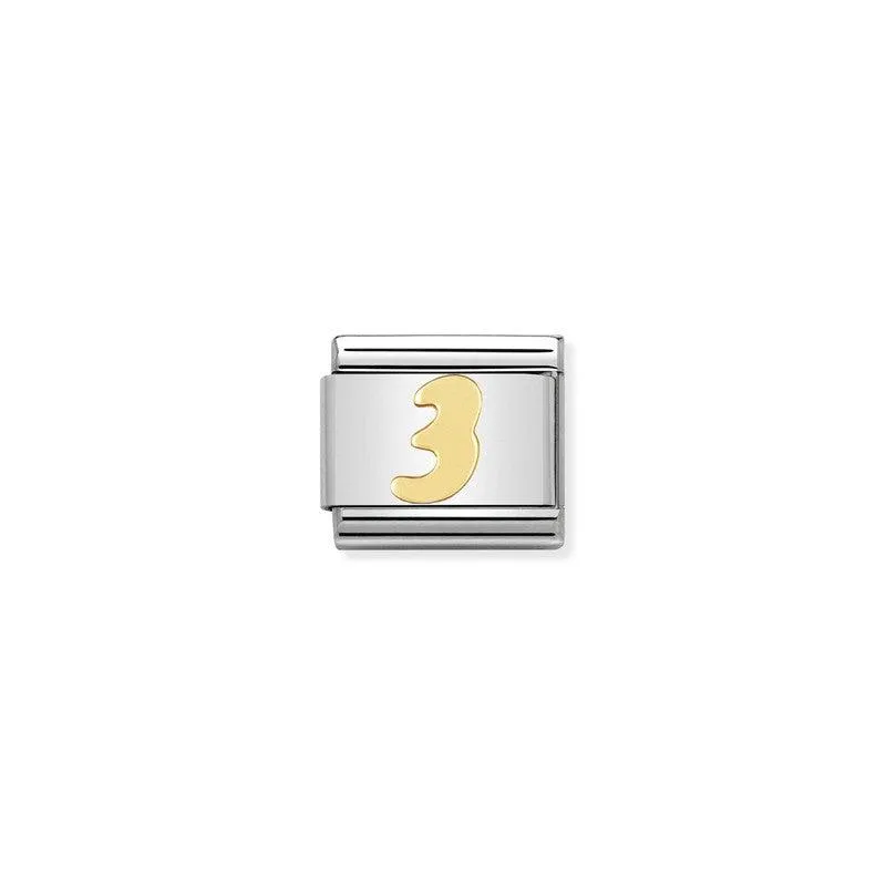 Nomination Composable Link Number 3, 18K Gold