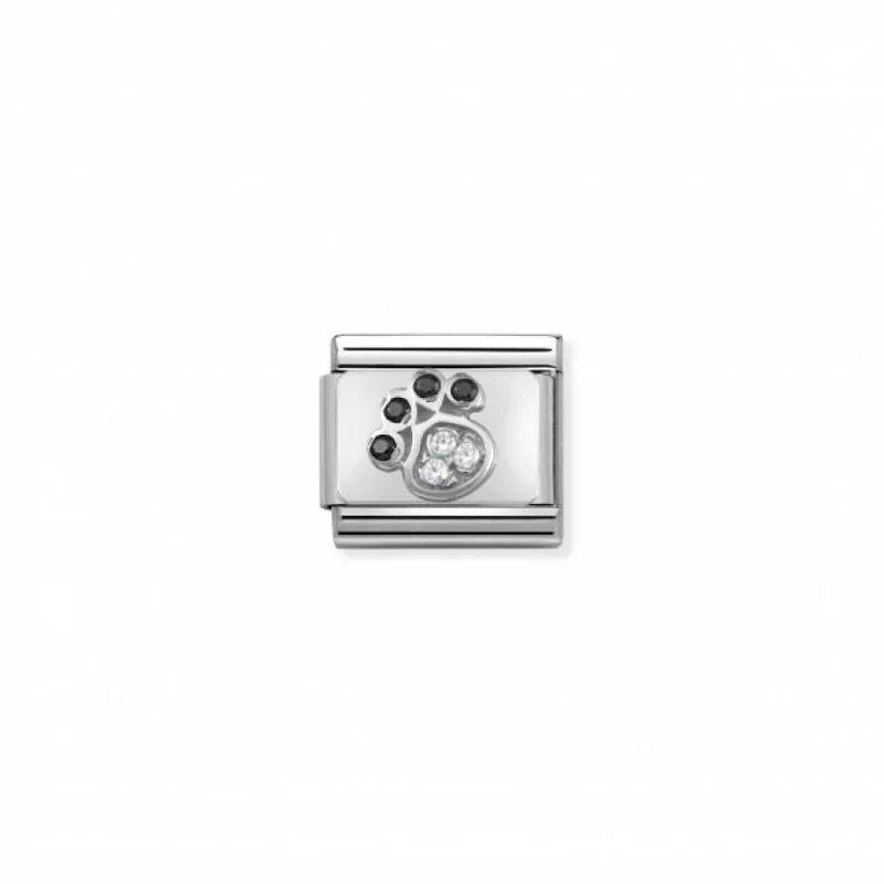 Nomination Composable Link Pawprint, Cubic Zirconia, Silver