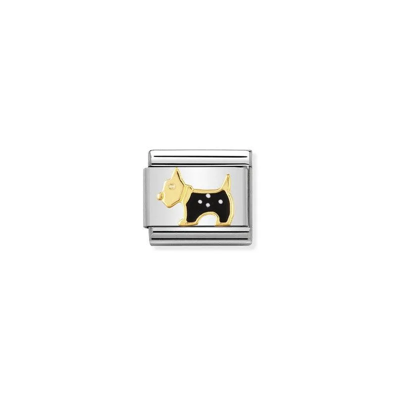 Nomination Composable Link Scottish Terrier, 18K Gold & Enamel