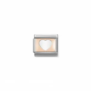 Nomination Composable Link Silver Heart, 9K Rose Gold