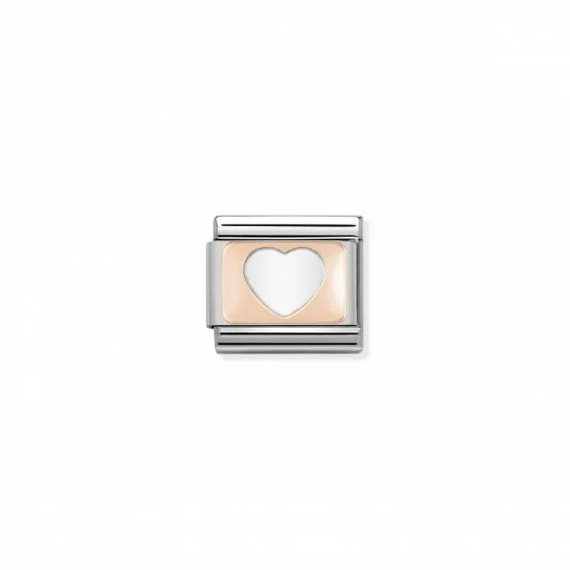 Nomination Composable Link Silver Heart, 9K Rose Gold