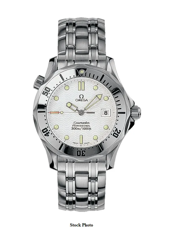 Omega Seamaster Midsize 300M White (James Bond Style) Professional Divers Watch, Stainless Steel - 2562.20.00