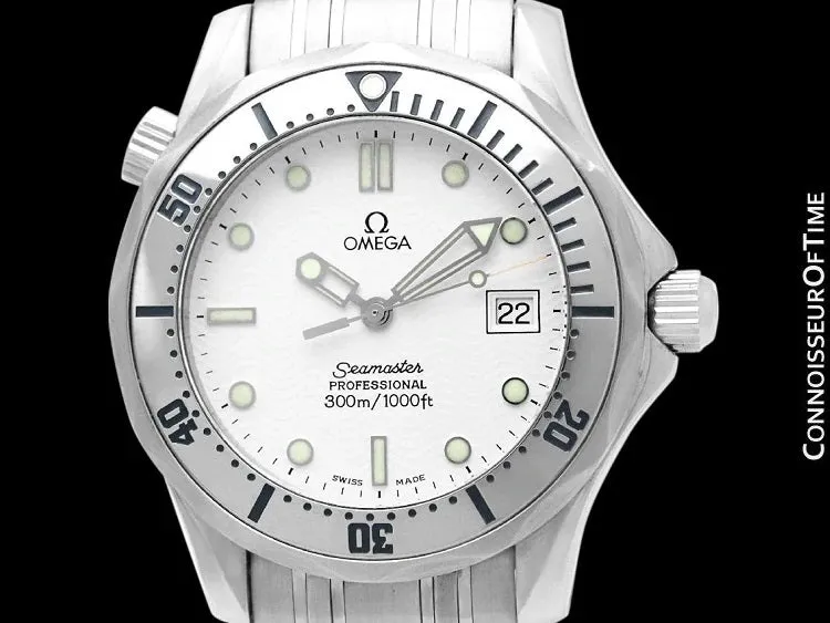 Omega Seamaster Midsize 300M White (James Bond Style) Professional Divers Watch, Stainless Steel - 2562.20.00