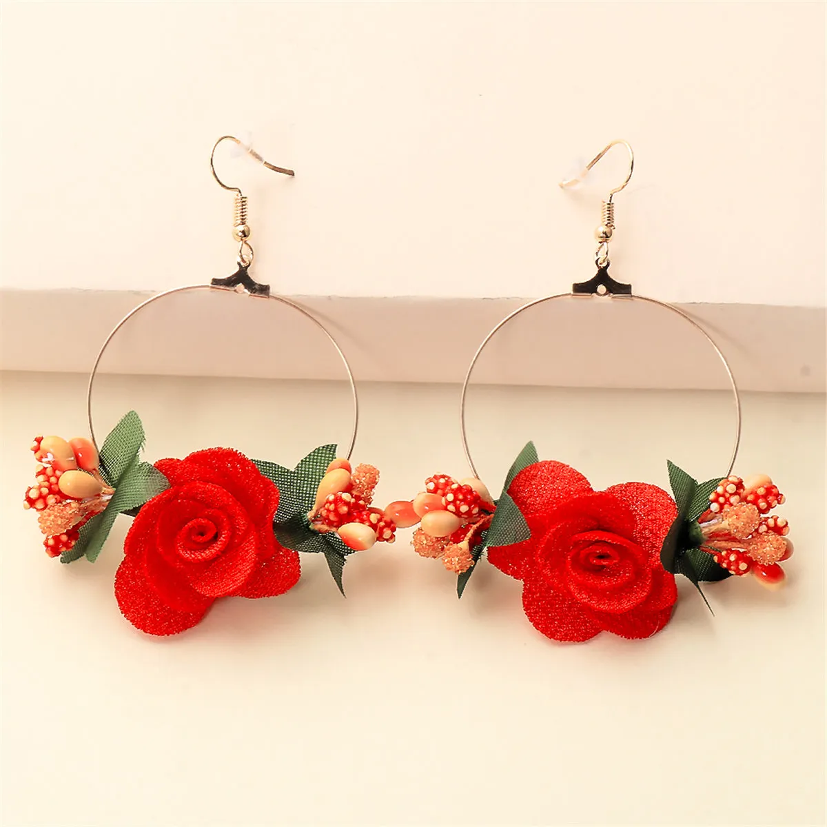 Orange Lace & 18K Gold-Plated Resin Flower Drop Earrings