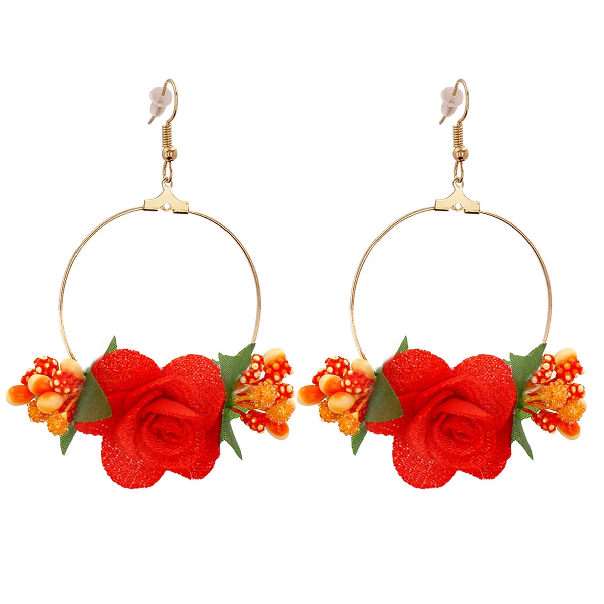 Orange Lace & 18K Gold-Plated Resin Flower Drop Earrings
