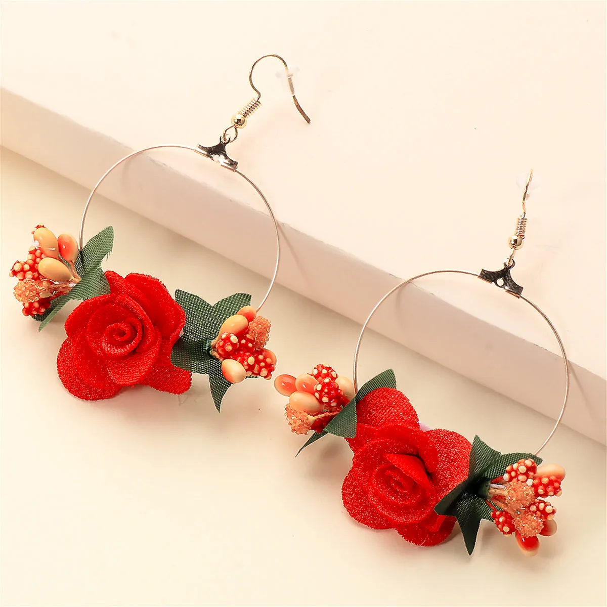 Orange Lace & 18K Gold-Plated Resin Flower Drop Earrings