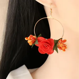 Orange Lace & 18K Gold-Plated Resin Flower Drop Earrings
