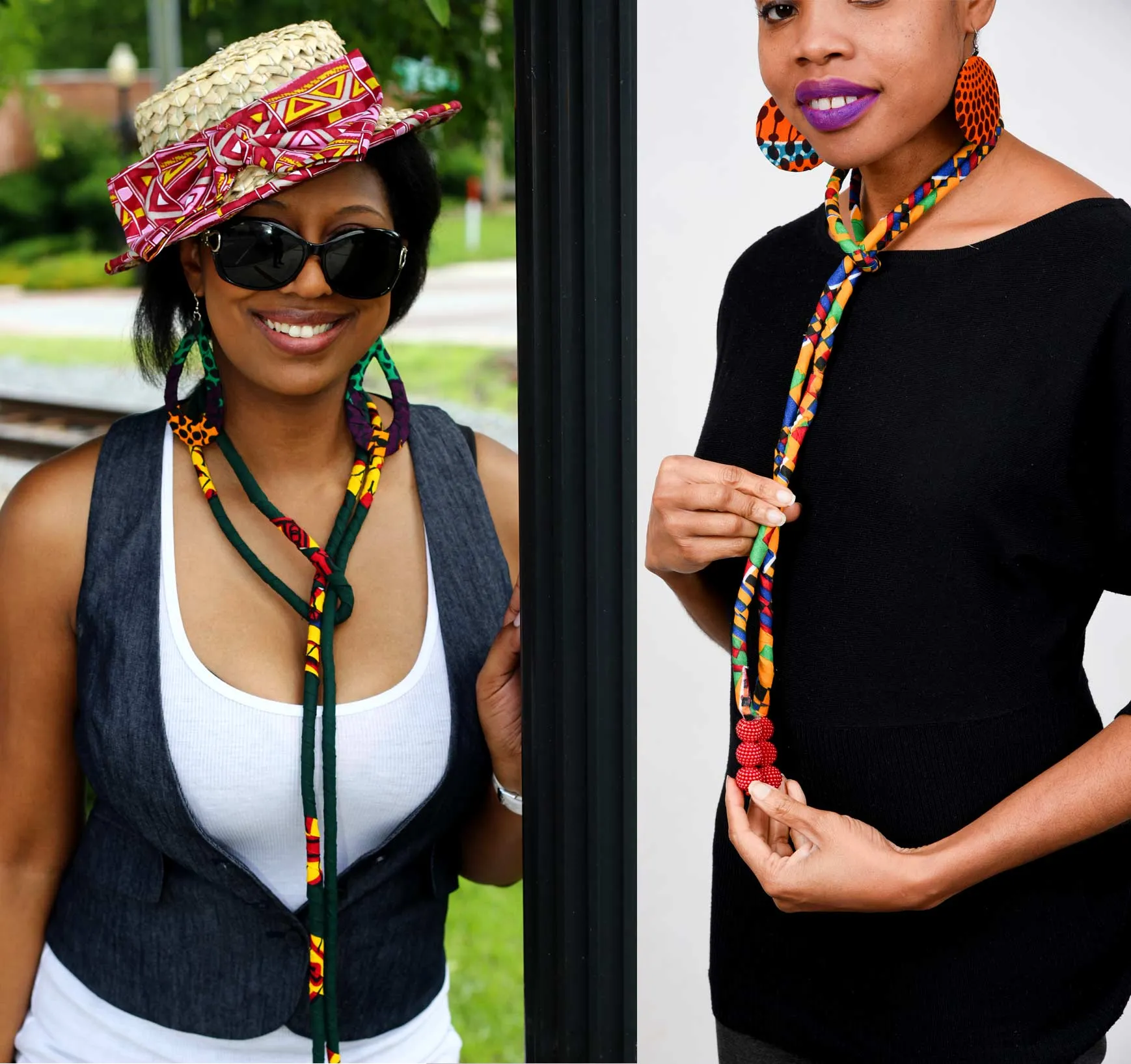 Orange Strand Ankara Necklace